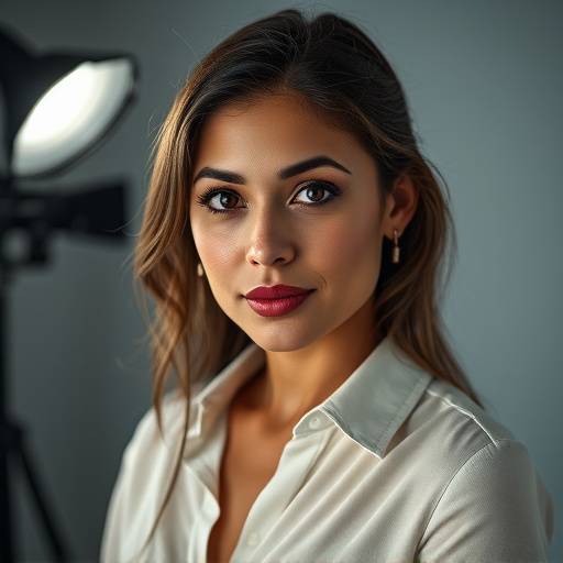 Clara Hernandez, the studio's commercial and product photographer, looking focused.