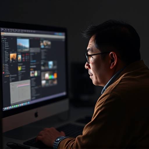 David Lee, the studio's retoucher and digital artist, working on a computer.