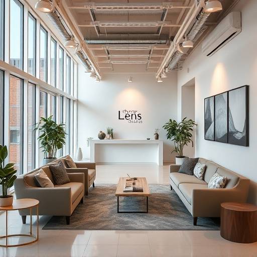The welcoming reception area of Ethereal Lens Studios, featuring comfortable seating and modern decor.